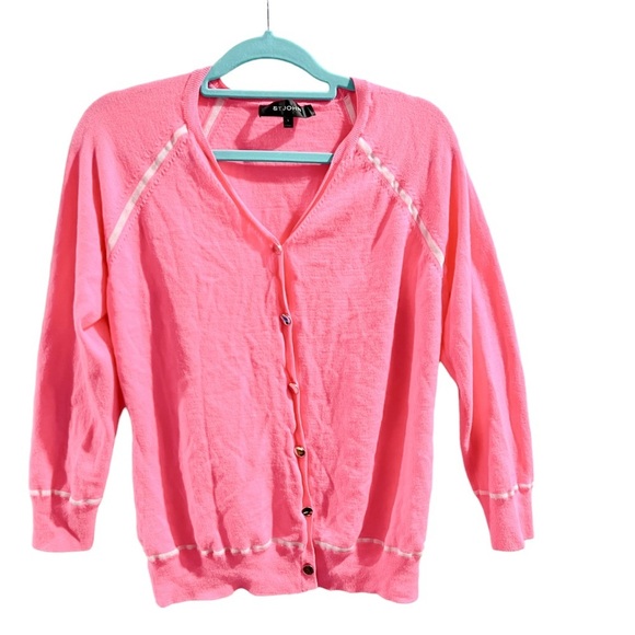 St.john pink wool cardigan blend sweater size large - Picture 2 of 13